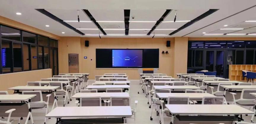 Lecture classroom with a front display