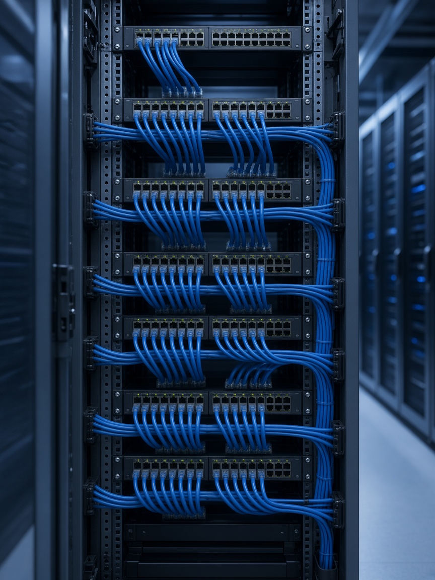 Network rack with patch cabling