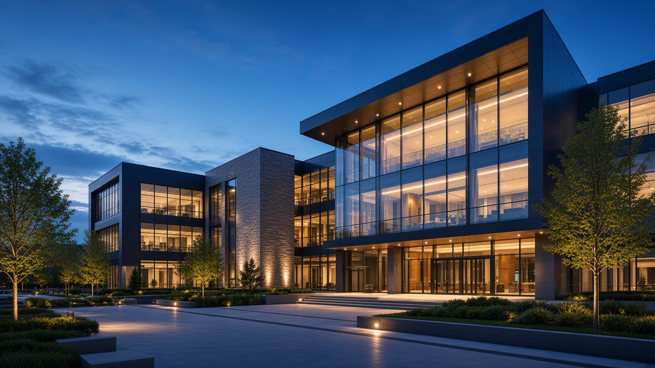 Campus building at night